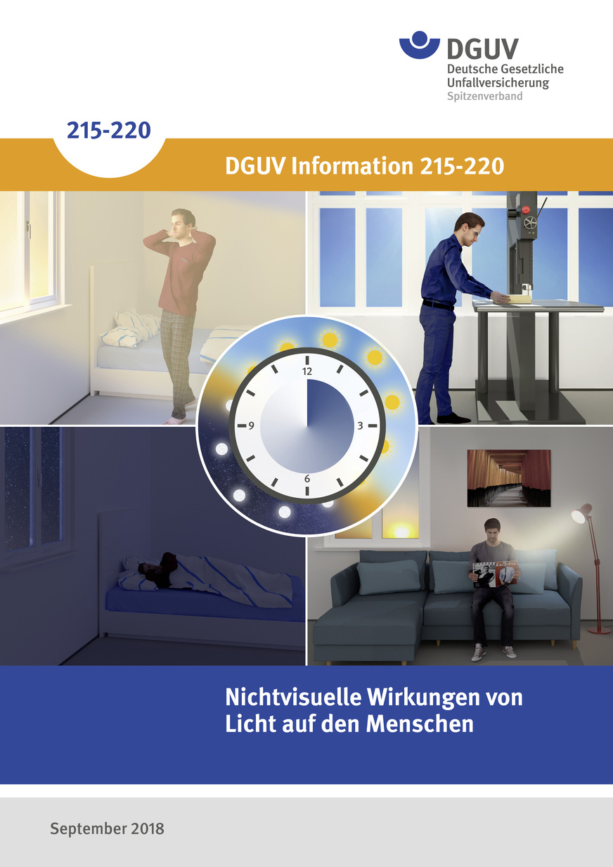 Abb. 7:  Die neue DGUV Information 215-220 (9/2018) gibt Hinweise und Empfehlungen zu den nichtvisuellen Wirkungen von Licht auf den Menschen (Quelle: DGUV Information 215-220)