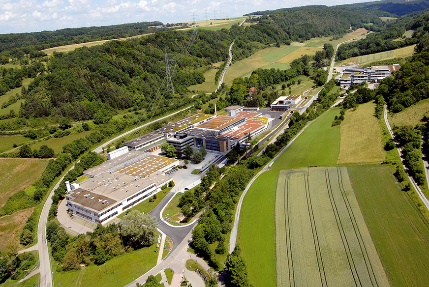 Luftaufnahme des ebm-papst-Werks in Mulfingen