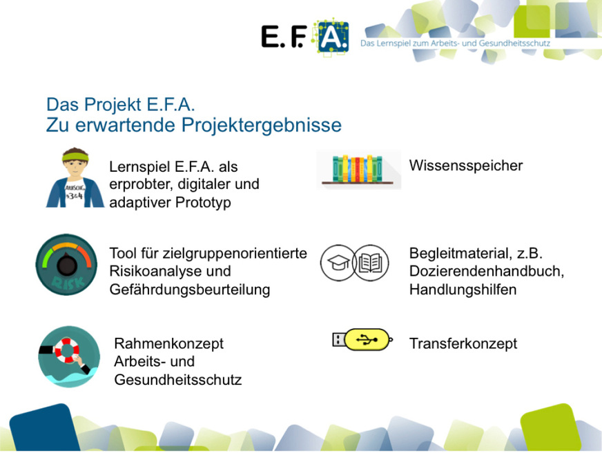 Abb. 3:  Übersicht über die Ergebnisse des Projektes E.F.A. (Quelle: Anne Schimmeck/Katharina Hammel)