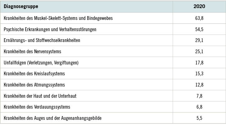 Tabelle 1: Diagnosegruppen der Teilnehmenden des BFW München (Angaben in %, Mehrfachnennungen waren möglich)