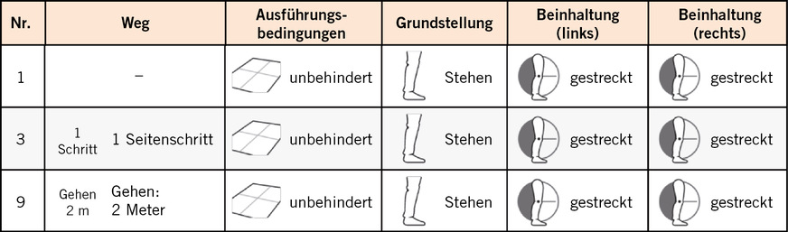 Tabelle 2:  Einflussgrößen der unteren Extremitäten