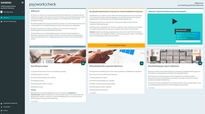 Abb. 5:  Startbildschirm Tool psy|work|check