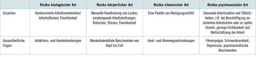 Tabelle 1:  Risikoanalyse am Beispiel Reinigung (eigene Darstellung)