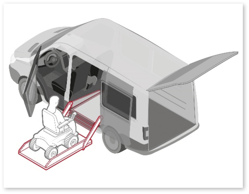 Abb. 6:  Kfz: Plattformlift mit Seiteneinstieg (KfzHV §5.2; Kleinbus)