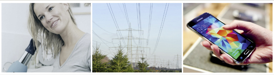 Abb. 3:  Elektromagnetische Felder im Alltag – vom Haartrockner bis zum Smartphone