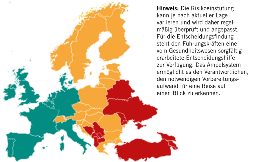 Abb. 2:  Definition der Länder nach Ampelkategorie am Beispiel Europa