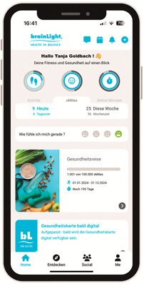 Die smartphonebasierte digitale BGM-Plattform brainlight HEALTH IN BALANCE mit integrierter User APP