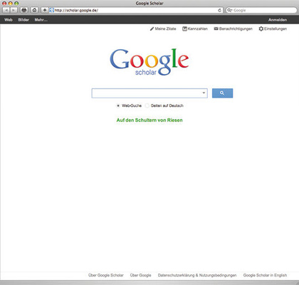 
Startseite von Google Scholar
