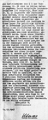 
 Abb. 6: 
 Anlage zum Case Summary Bogen von E.W. Baader, 10. Dez. 1947 (Landesarchiv NRW, Abt. Rheinland, Bestand NW-1100-BG 34-129)
