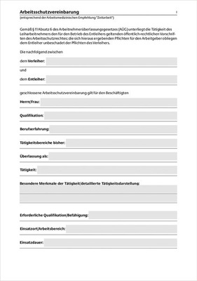 
Erste Seite des Formulars einer Arbeitsschutzvereinbarung für Zeitarbeitsbeschäftigte [1]
