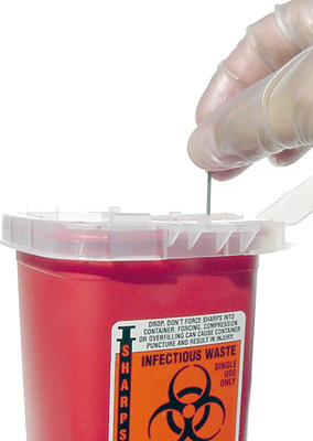 
Plastikcontainer für gebrauchte Kanülen (© William Rafti/Wikipedia)
