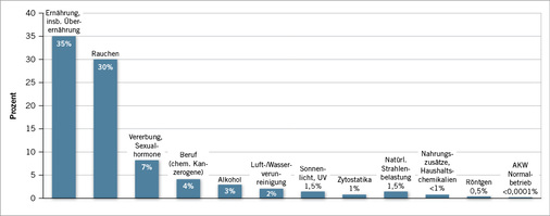 
 Abb. 4: 
 Ursachen tödlicher Krebserkrankungen (nach Doll u. Peto 1981)



