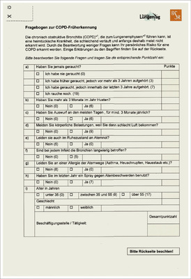 
 Abb. 1: 
 COPD-Fragebogen der BSR-Gesundheitsaktion, Seite 1



