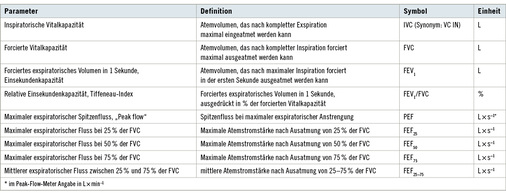 <p>
<span class="GVSpitzmarke"> Tabelle 1: </span>
 Spirometrische Parameter
</p>