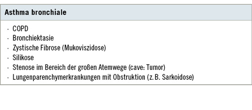 
 Tabelle 7: 
 Differenzialdiagnosen bei obstruktiver Ventilationsstörung
