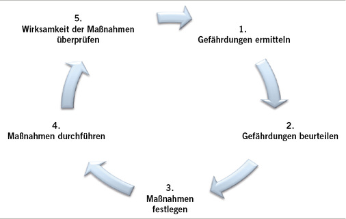 <p>
<span class="GVSpitzmarke"> Abb. 1: </span>
 Gefährdungsbeurteilung (Ablauf)
</p>