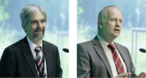 
Es begrüßten Dr. med. Hanns Wildgans, Kompetenzfeldleiter Medizin ias AG (
links
) sowie Dr. Ulrich Clever, Präsident der Landesärztekammer Baden-Württemberg (
rechts
)
