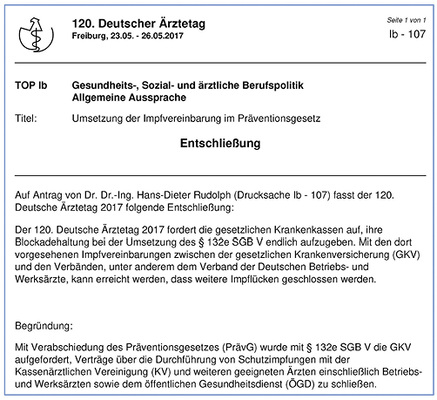 
Quelle: 120. Deutscher Ärztetag, Beschlussprotokoll, 

www.baek.de

