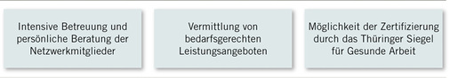 
 Abb. 2: 
 Handlungsfelder des Netzwerks „Gesunde Arbeit in Thüringen“
