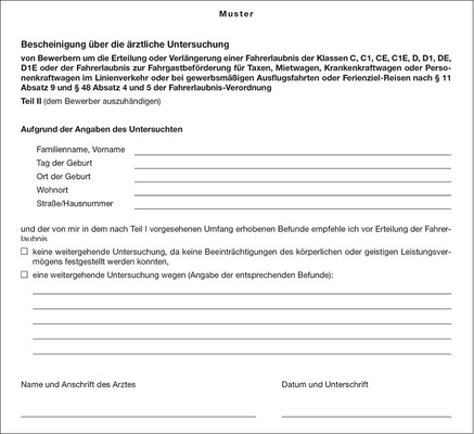 
 Abb. 1: 
 Muster einer Bescheinigung über die ärztliche Untersuchung

