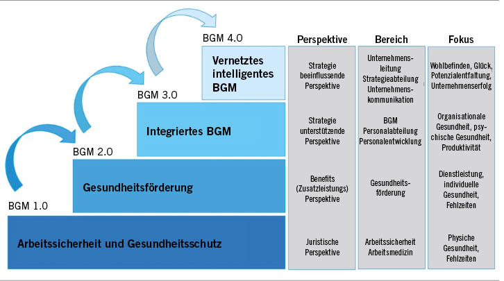 Abb. 1:   Evolutionsstufen des Betrieblichen Gesundheitsmanagements (BGM)