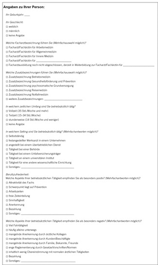 Abb. 1:   Ausschnitt aus dem Fragebogen
 
 Fig. 1: Excerpt from the questionnaire