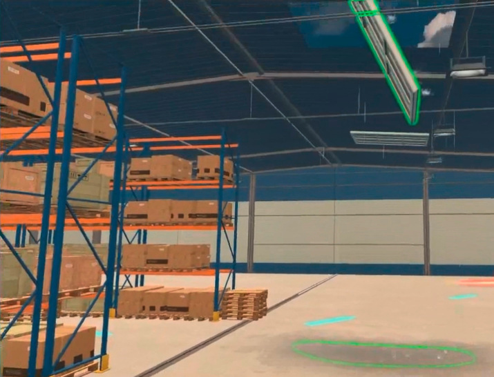 Abb. 1:    SRS-Gefahrensituation durch eine Regenpfütze in einer Lagerhalle