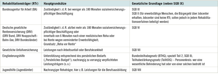 Tabelle 1:   Wichtigste RTr in Deutschland für LTA und entsprechende gesetzliche Grundlage