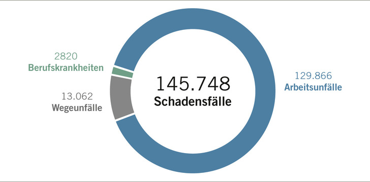 Abb. 1:    Schadensfälle im Jahr 2023 (Quelle AUVA)