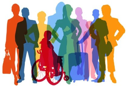 Optimierter Alt-Text: „Vielfältige Gruppe von Fachkräften im Betrieb, darunter eine Person im Rollstuhl, symbolisieren inklusive Arbeitsschutz und betriebliche Gesundheitsförderung durch präventive Maßnahmen.“. - © Robert Kneschke – stock.adobe.com