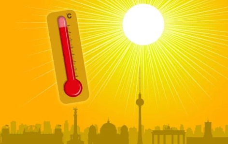Klar, hier ist ein optimierter und themenrelevanter Alt-Text für die genannte Zielgruppe: Optimierter Alt-Text: „Illustration einer sommerlichen Stadtsilhouette mit hochsteigendem Thermometer und Sonne als Symbol für Hitzestress am Arbeitsplatz – Fokus auf Prävention und Maßnahmen im betrieblichen Arbeits- und Gesundheitsschutz.“ Gerne kann ich je nach Schwerpunkt des jeweiligen Artikels weitere Alternativen anbieten. - © Yasar – stock.adobe.com