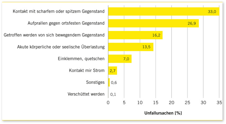 Abb. 1:     Unfallursachen auf Baustellen (DGUV 2024)