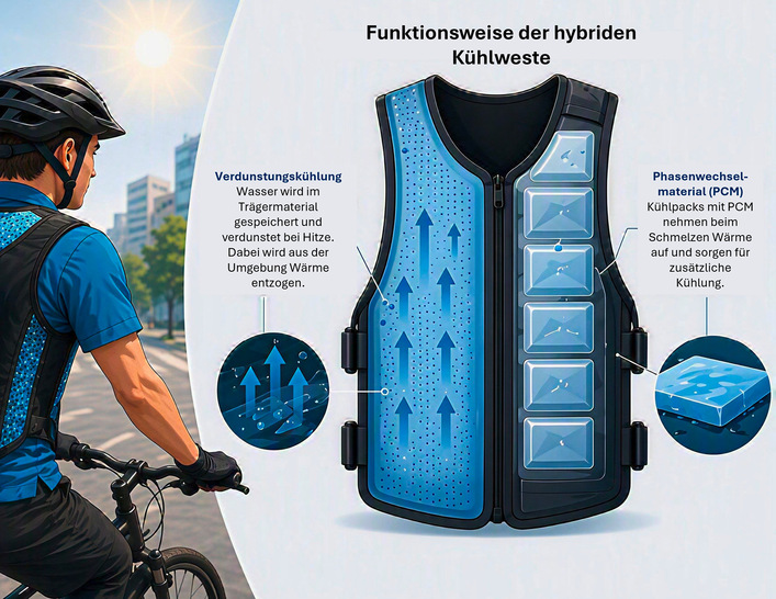 Abb. 1:    Kühlprinzip der hybriden Kühlweste