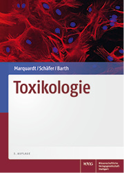 <p>
H. Marquardt, S. Schäfer, H. Barth (Hrsg.)
</p>

<p>
Lehrbuch der Toxikologie
</p>

<p>
3. Auflage, Wissenschaftliche Verlagsgesellschaft Stuttgart, 2013.
</p>

<p>
ISBN: 978-3-8047-2876-9
</p>

<p>
Preis: € 248,–
</p>