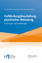 <p>
Bundesanstalt für Arbeitsschutz und Arbeitsmedizin, BAuA (Hrsg.)
</p>

<p>
Gefährdungsbeurteilung psychischer Belastungen
</p>

<p>
Erfahrungen und Empfehlungen
</p>

<p>
Erich Schmidt Verlag, Berlin, 2014.
</p>

<p>
ISBN 978 3 503 15439 5
</p>

<p>
Preis: € 39,90
</p>