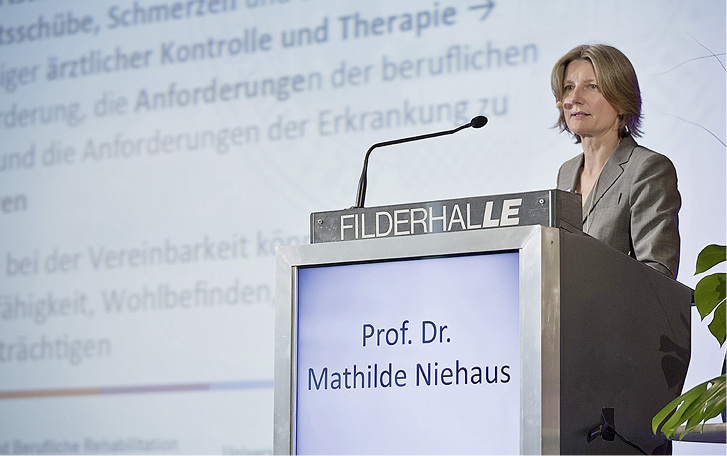 
Prof. Dr. M. Niehaus aus Köln gab klare Handlungsempfehlungen, ob man oder ob man besser nicht seine chronische Krankheit dem Arbeitgeber mitteilt
