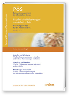 <p>
Andreas Gourmelon (Herausgeber), Fritzi Wiessmann (Autorin)
</p>

<p>
<b>Psychische Belastungen am Arbeitsplatz – Handlungsansätze für die Personalarbeit</b>
</p>

<p>
Reihe: PöS – Personalmanagement im öffentlichen Sektor – Band 13. 1. Auflage, 168 Seiten, Verlagsgruppe Hüthig, Jehle, Rehm, München, 2016.
</p>

<p>
ISBN 978-3-8073-2388-6
</p>

<p>
Preis: € 34,99
</p>