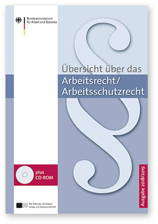 <p>
<b>Übersicht über das Arbeitsrecht/Arbeitsschutzrecht –Ausgabe 2018/2019</b>
</p>

<p>
Hrsg.: Bundesministerium für Arbeit und Soziales (BMAS), BW Bildung und Wissen Verlag und Software GmbH
</p>

<p>
12. überarbeitete Auflage,1068 Seiten + CD-ROM, HardcoverISBN: 978-3-8214-7291-1Preis: € 48,–
</p>