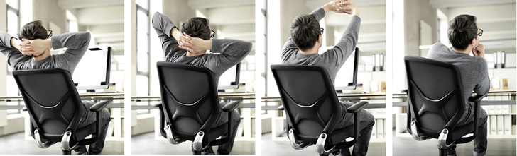 <p>
Die flüssigen, dreidimensionalen Bewegungen des gesamten Sitz-Rückensystems werden durch Gewichtsverlagerungen, wie etwa Armbewegungen ausgelöst. Bürostuhl IN
</p>