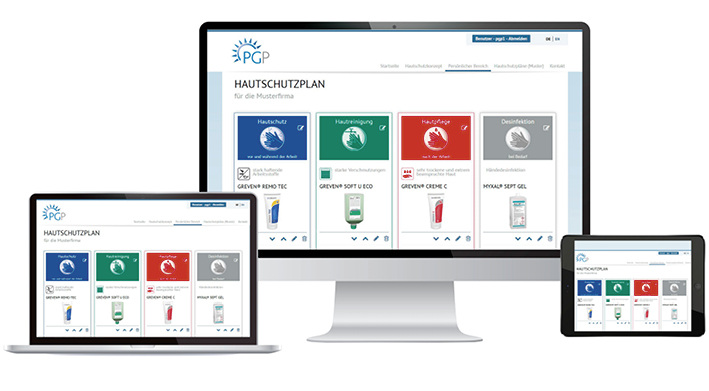 
Mit Hilfe des digitalen Hautschutzplan-Konfigurators können Unternehmen ihre Hautschutzpläne ab sofort einfach und schnell selbst erstellen. ( Peter Greven Physioderm GmbH)

