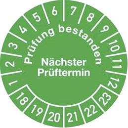 
 Abb. 1: 
 Beispiel für eine Prüfplakette
